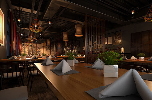 秀屿简约大气中式风格餐厅设计装修效果图