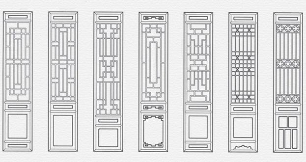 秀屿常用中式仿古花窗图案隔断设计图