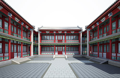 秀屿北京四合院设计古建筑鸟瞰图展示